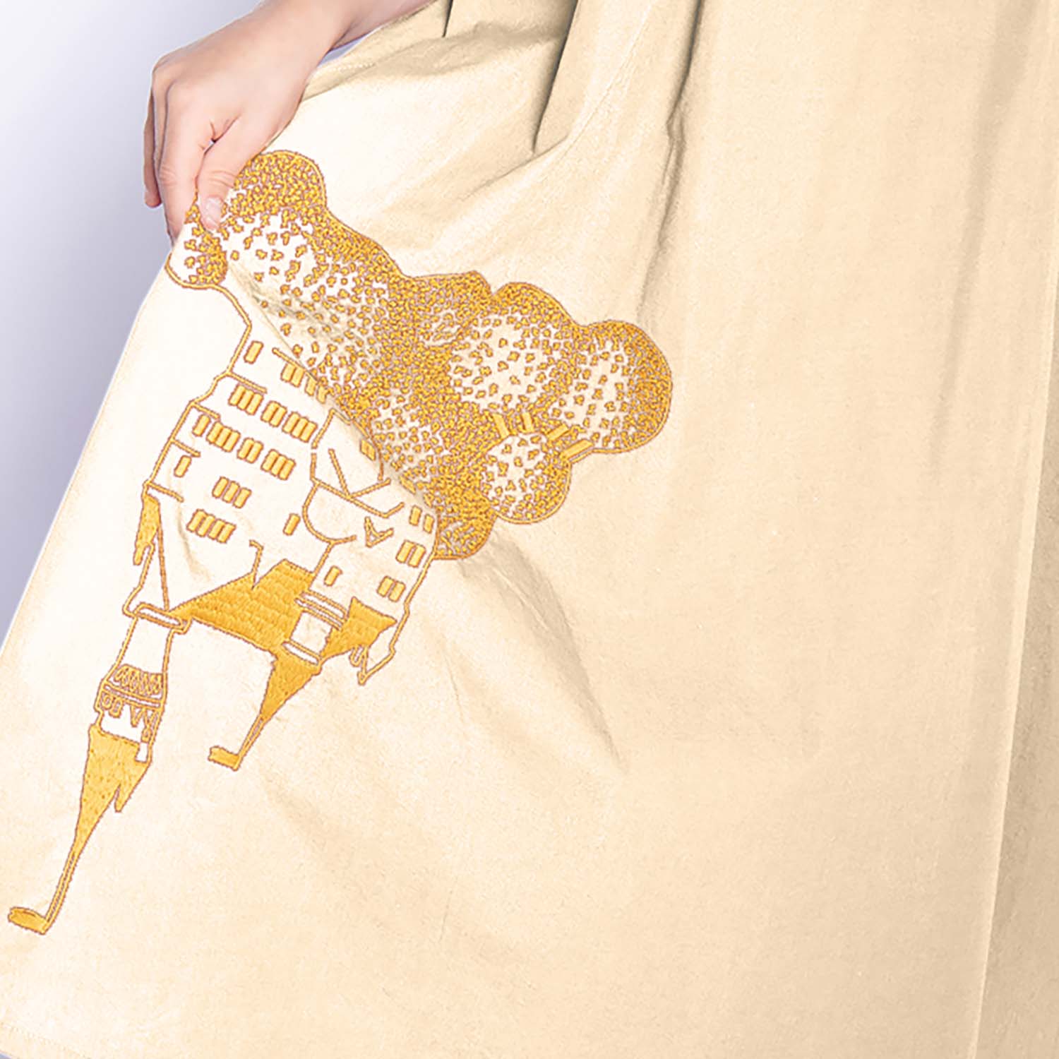 Infantium Victoria Golden Castle Boho Kleid Beige Stickerei