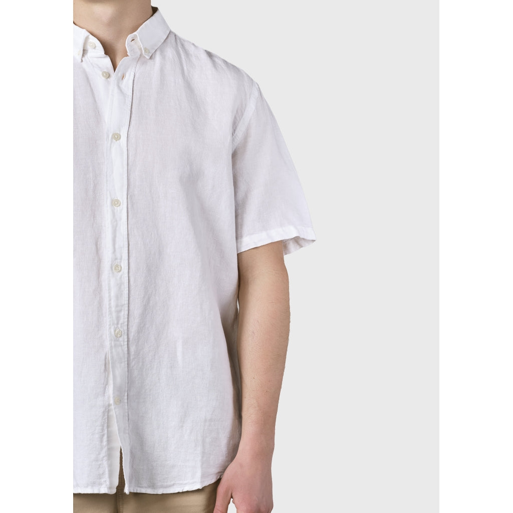 marlowe nature Mikkel Linen Shirt Kurzarmhemd surf blue Leinen